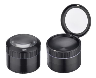 CNC Pollinator Aluminium Mühle Grinder Magnifier Lupe 50mm 4-teilig schwarz